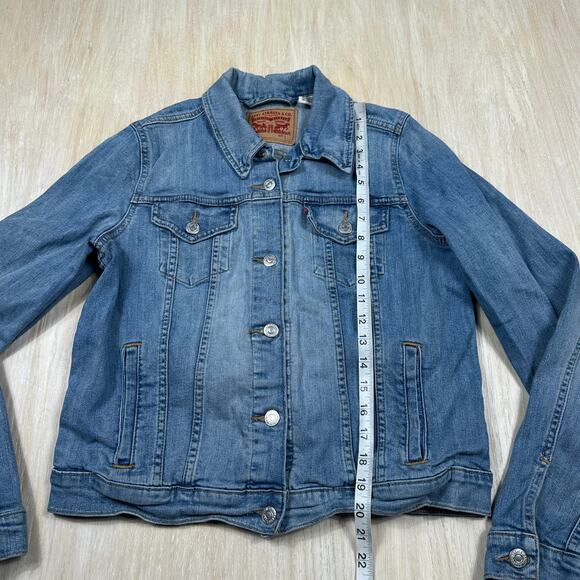 Levi's Denim Trucker Casual Everyday Button Front Fitted Jean Jacket Large - Picture 9 of 15